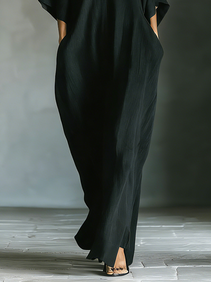 Women's Black Cotton Oversized Maxi Dress – ModClo