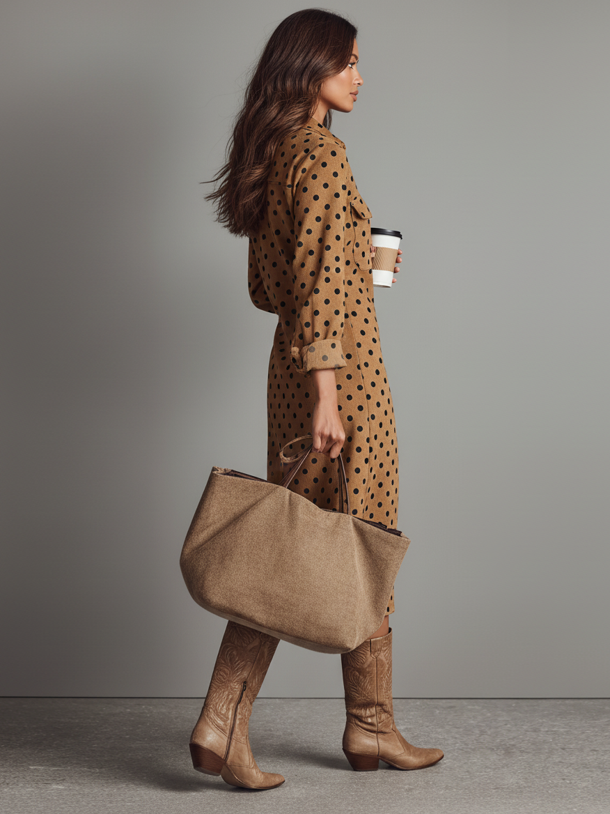 Women's Suede Polka Dot Midi Dress – ModClo