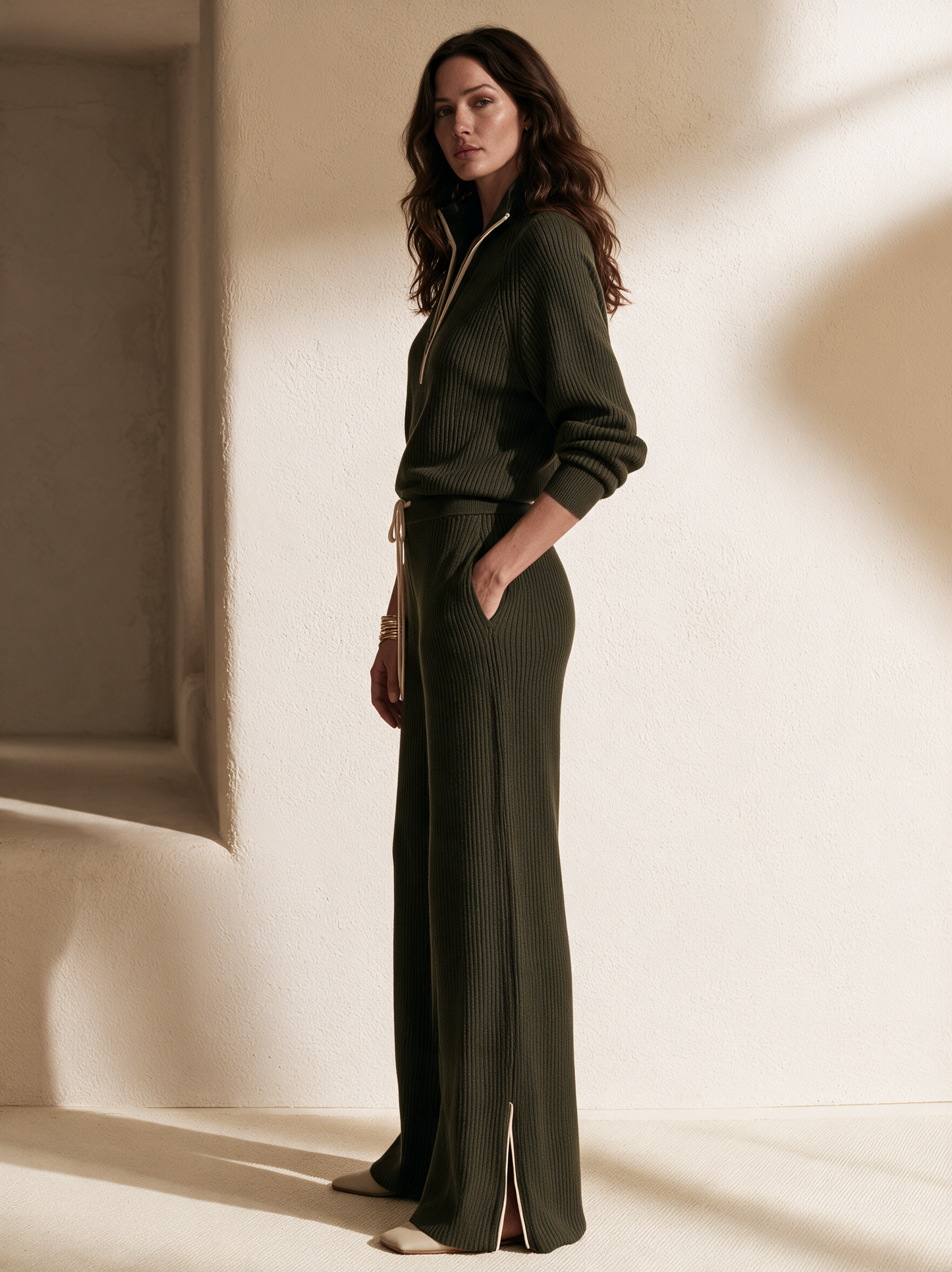Women's Drawstring Retro Zip Trouser Set – ModClo