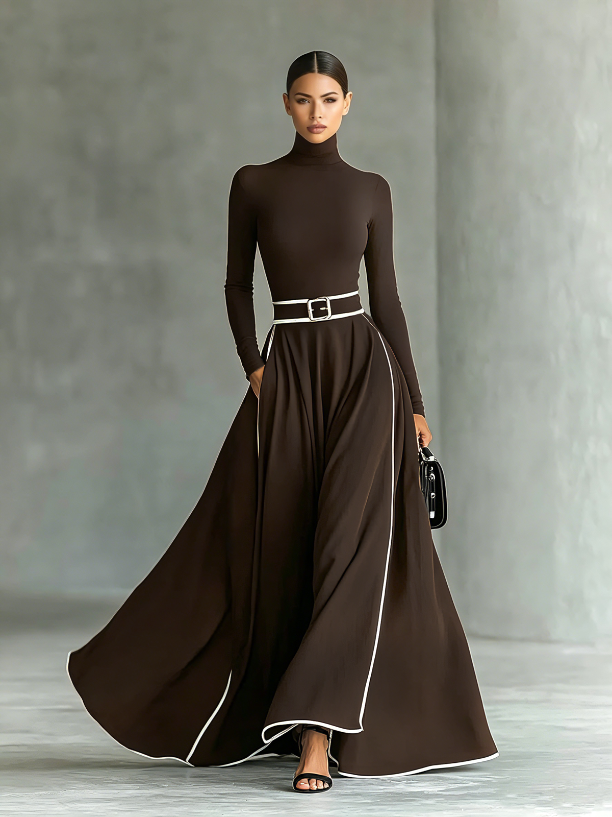 Women's Black Long Sleeve Maxi Dress – ModClo