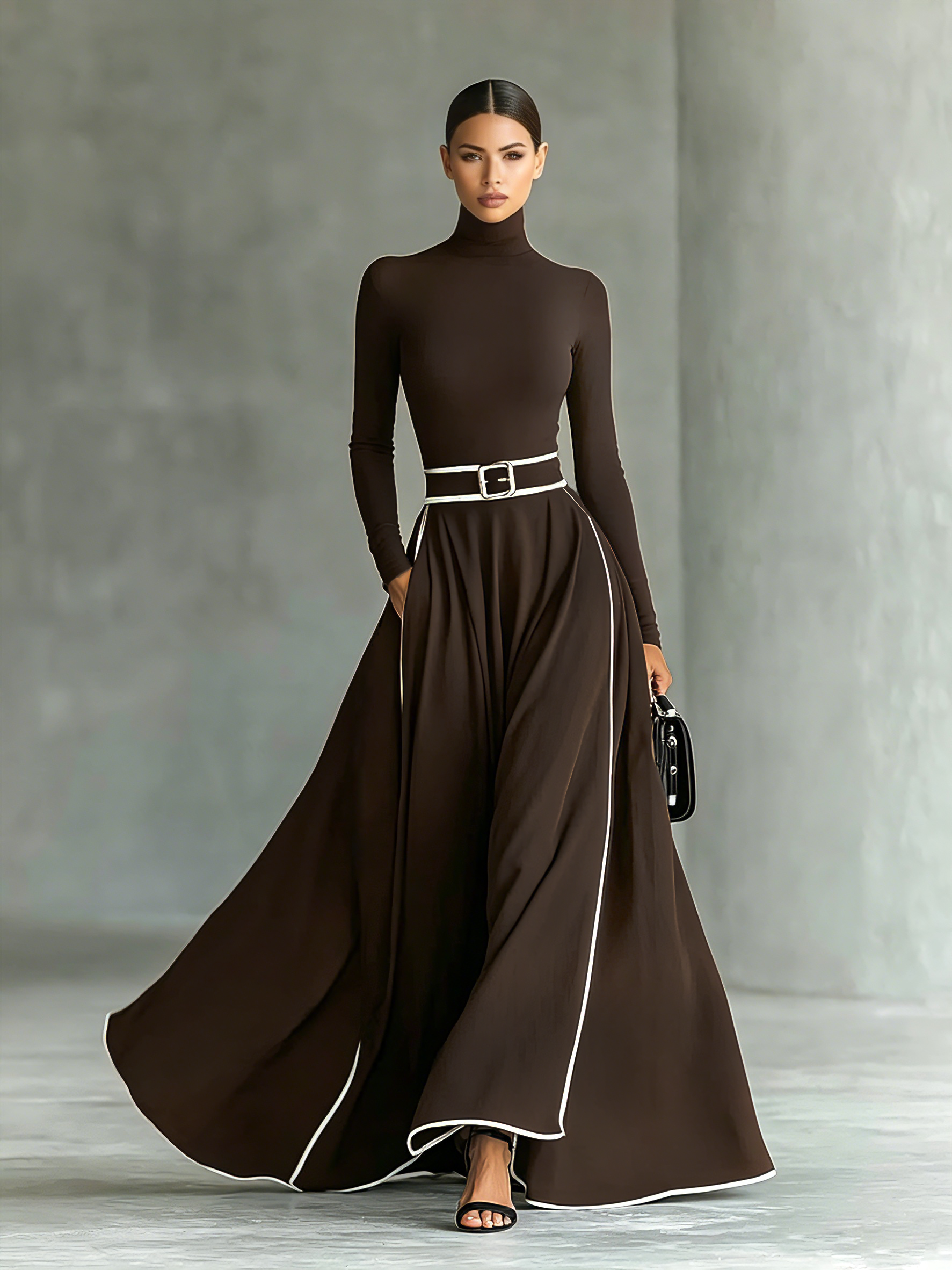 Women's Black Long Sleeve Maxi Dress – ModClo