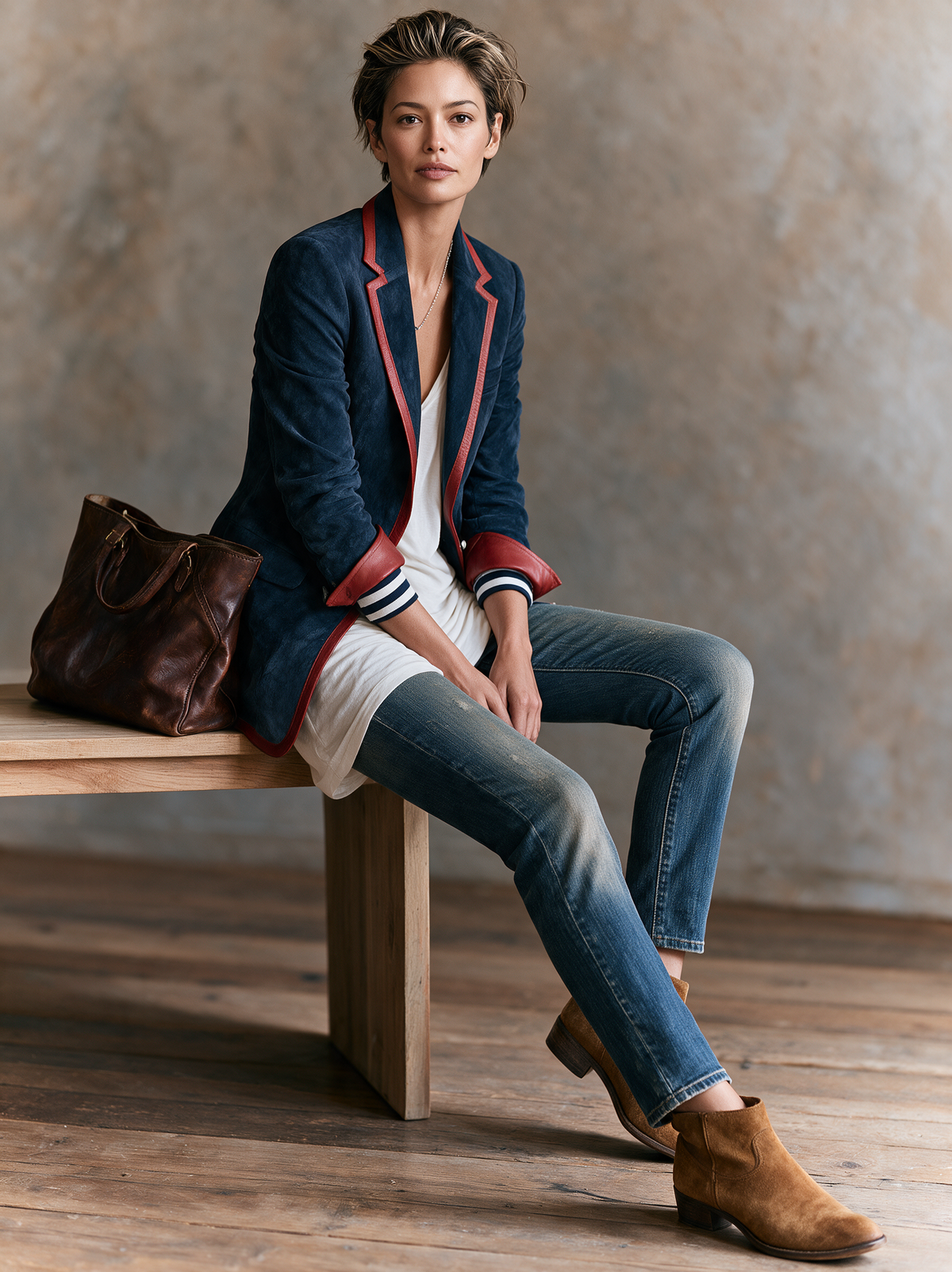 Women's Red Suede Vintage Blazer – ModClo