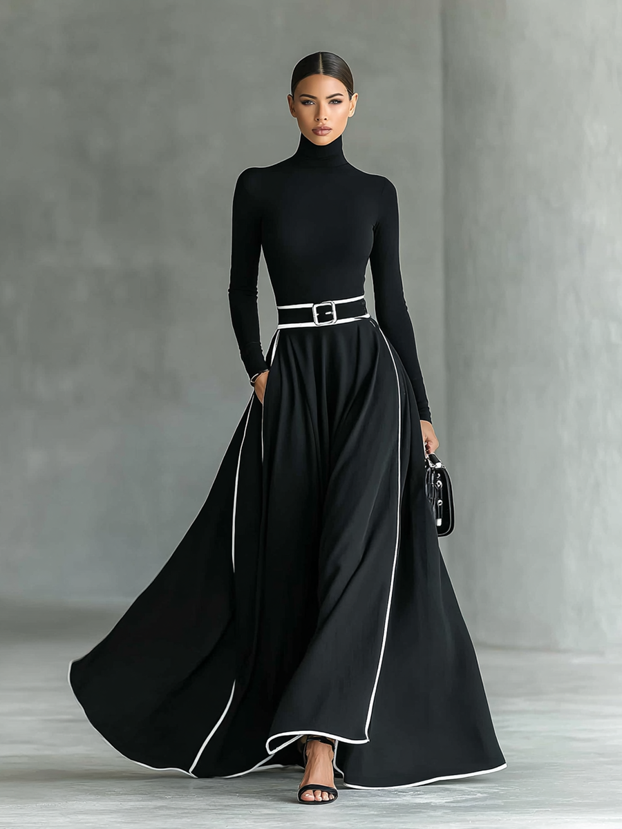 Women's Black Long Sleeve Maxi Dress – ModClo