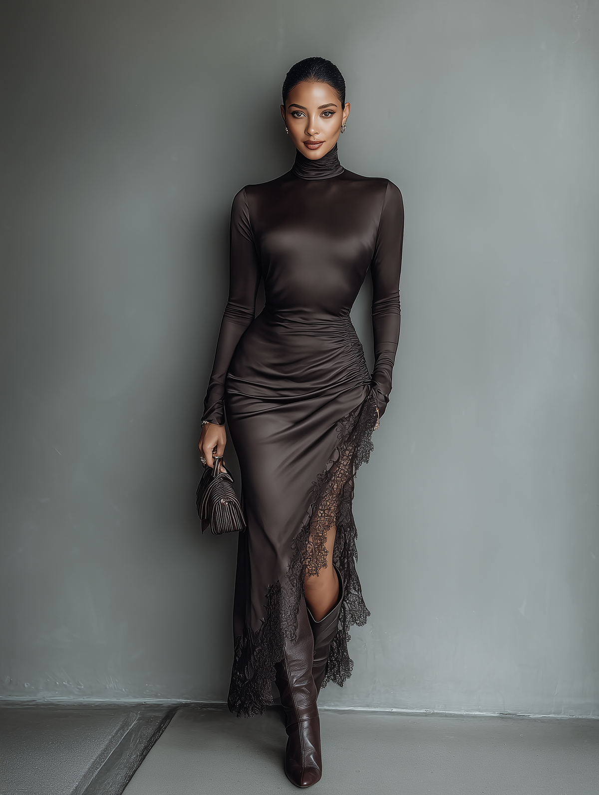 Women's Brown Satin Maxi Dress – ModClo