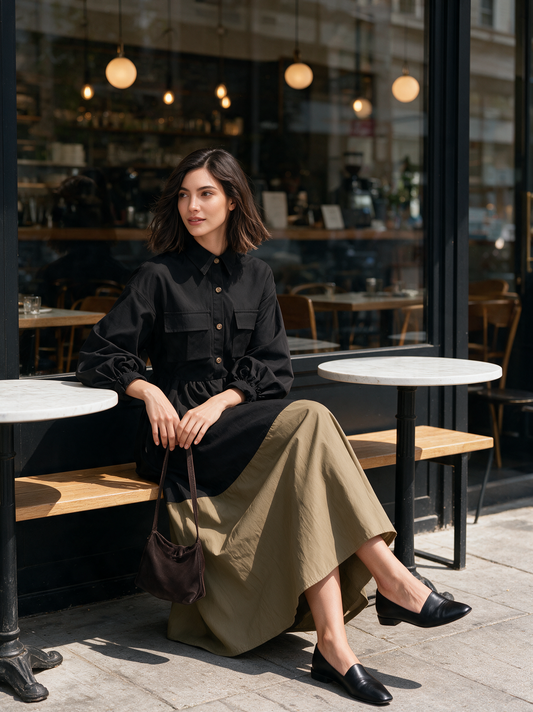 Women's Black Woven Maxi Dress – ModClo
