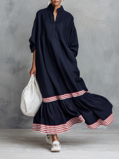 Women's Linen Long Sleeve Striped Maxi Dress – ModClo