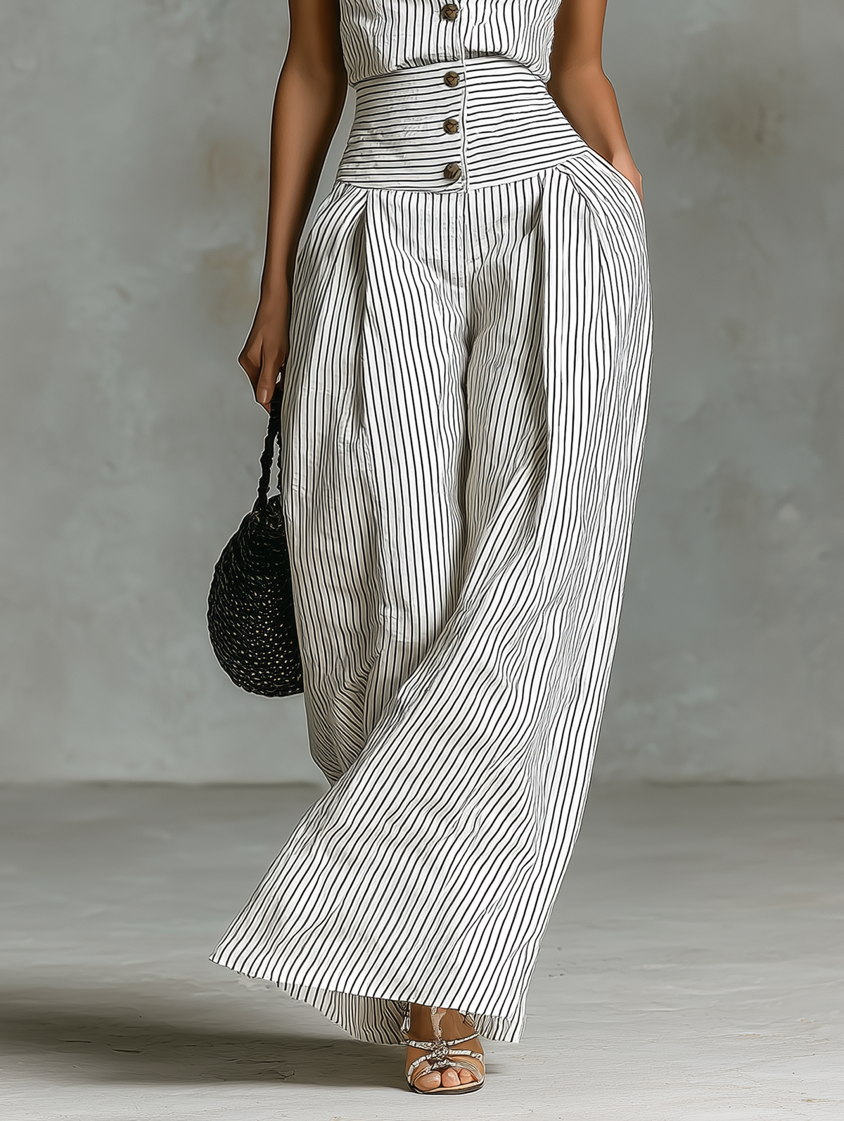 Women's Linen Sleeveless Striped Jumpsuit – ModClo