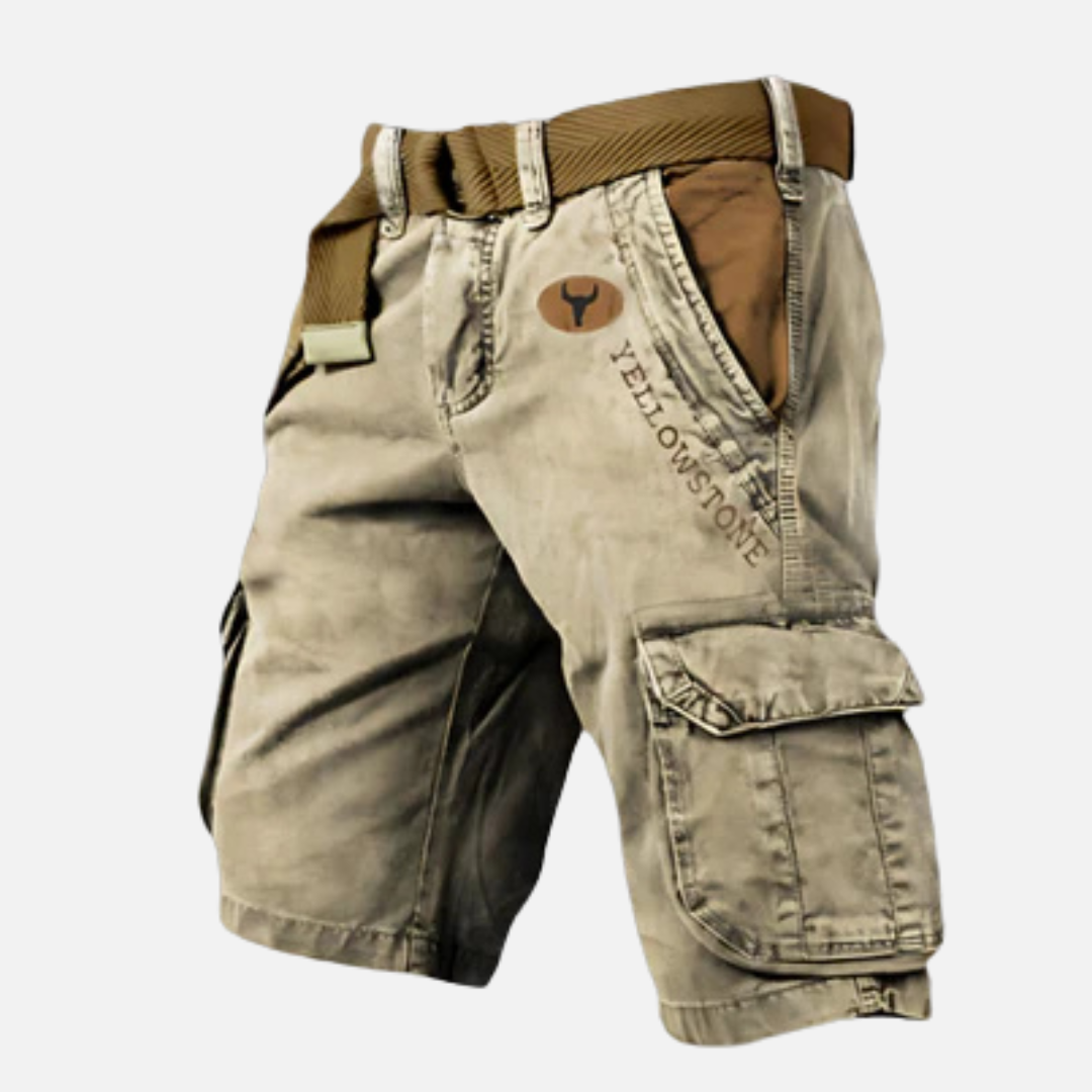 Men's Rugged Outdoor Cargo Shorts with Belt Summer
