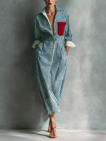 Women's White Cotton Striped Shirt Dress – ModClo