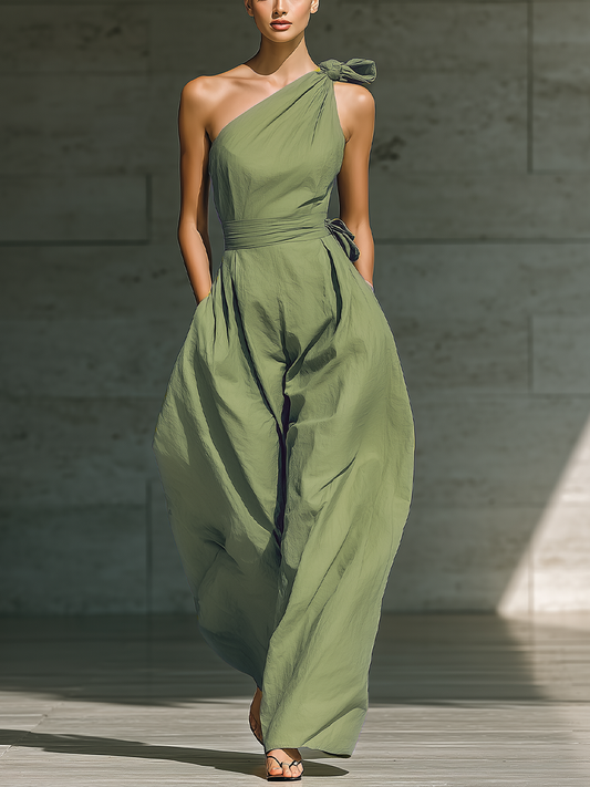 Women's Green Linen Jumpsuit – ModClo