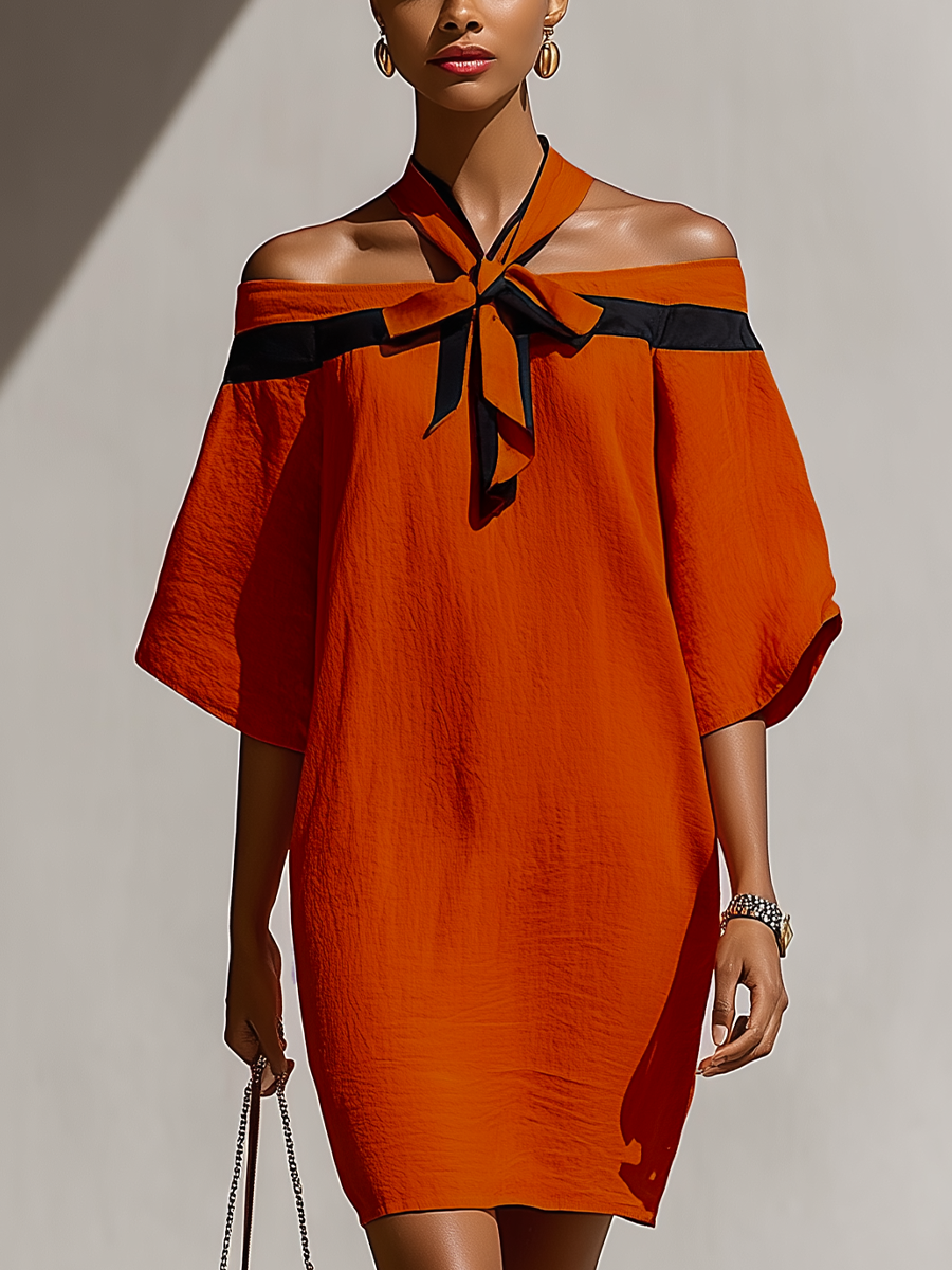 Women's Black Women’s Orange Mini Dress – ModClo