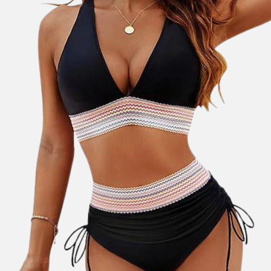Purificación | Women's V-Neck High-Waisted Bikini Set Swim Shorts