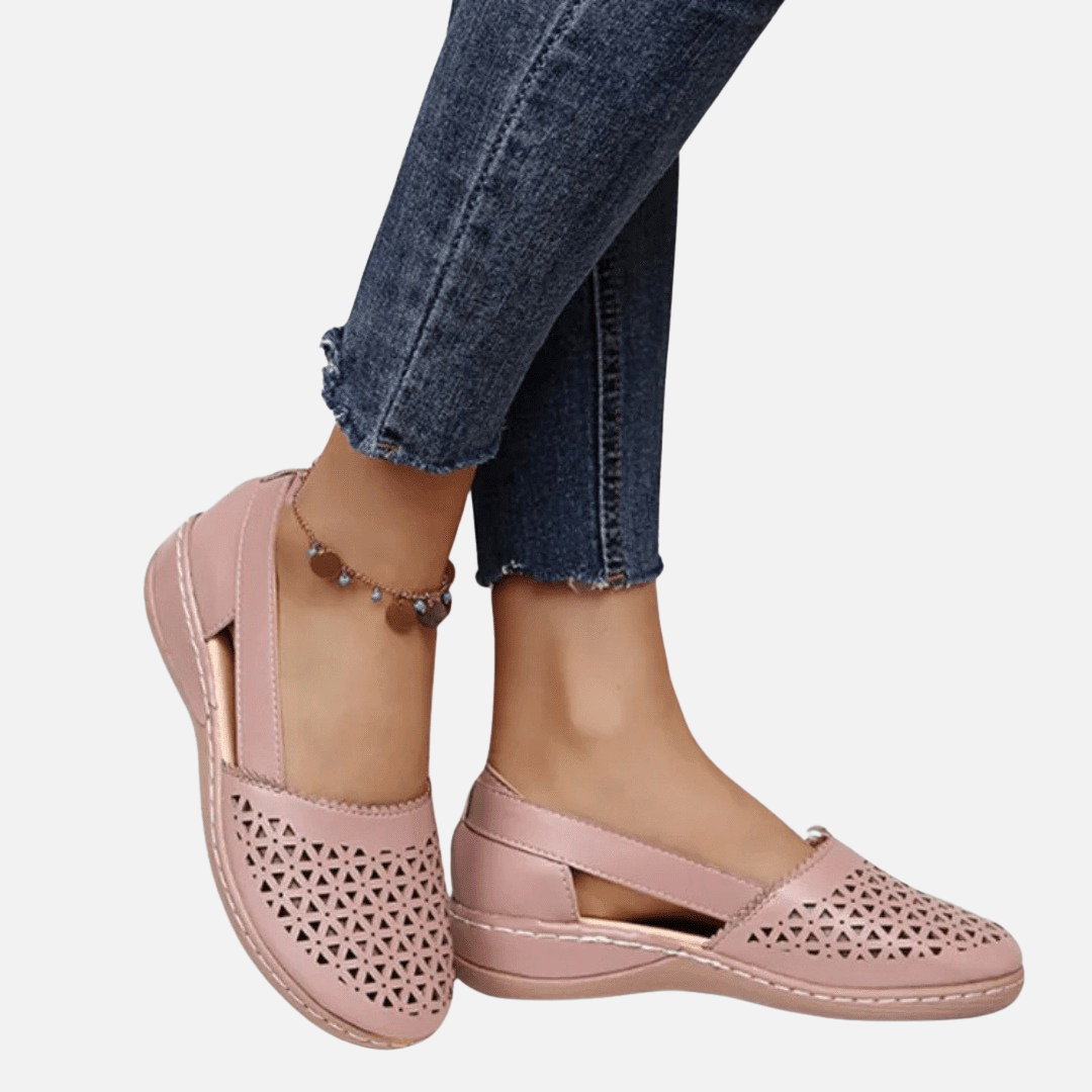 Women's Perforated Slip-On Wedge Flats Cutout