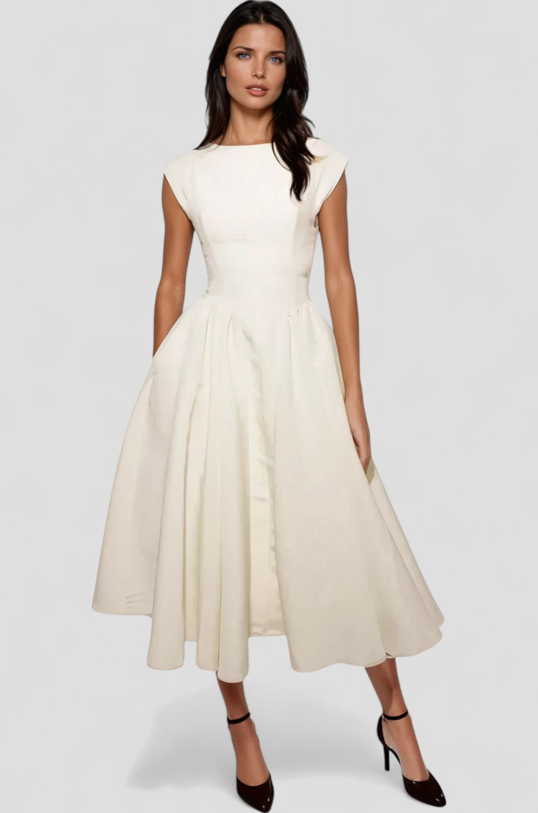 Pleated Sleeveless Midi Dress for Summer Occasions
