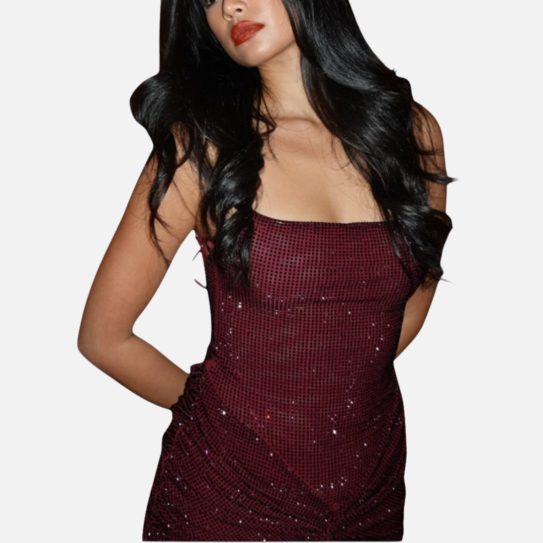 Women's Sequin Formal Maxi Dress – Backless Spaghetti Strap Sparkly Evening Gown
