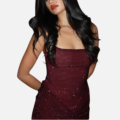 Women's Sequin Formal Maxi Dress – Backless Spaghetti Strap Sparkly Evening Gown