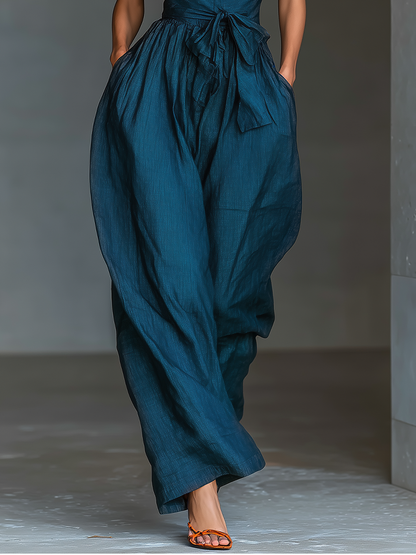 Women's Navy Linen Halter Jumpsuit – ModClo