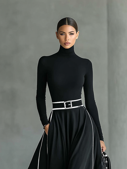 Women's Black Long Sleeve Maxi Dress – ModClo