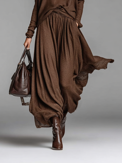 Women's Knit Round Neck Skirt Set – ModClo