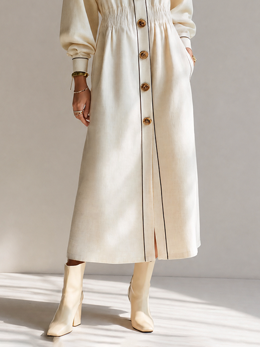 Women's Black Long Sleeve Belted Midi Dress – ModClo