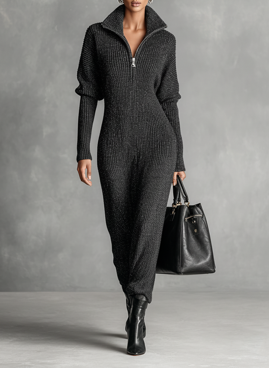 Women's Knit Zipper Maxi Dress – ModClo