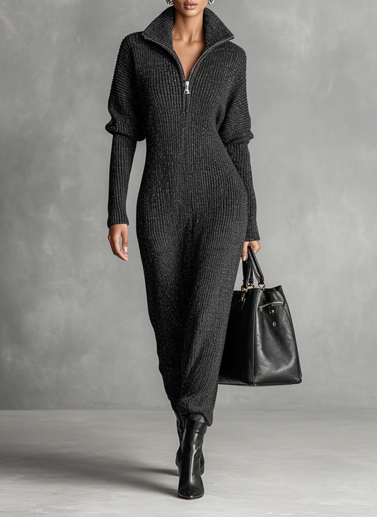 Women's Knit Zipper Maxi Dress – ModClo