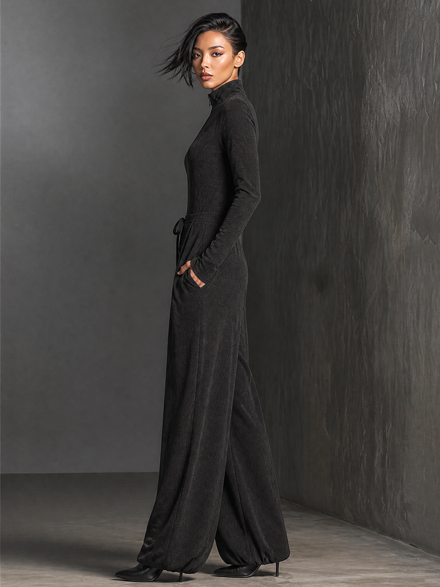 Women's Drawstring Zip Front Jumpsuit – ModClo