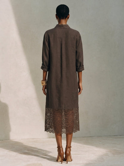Women's Brown Linen Shirt Dress – ModClo