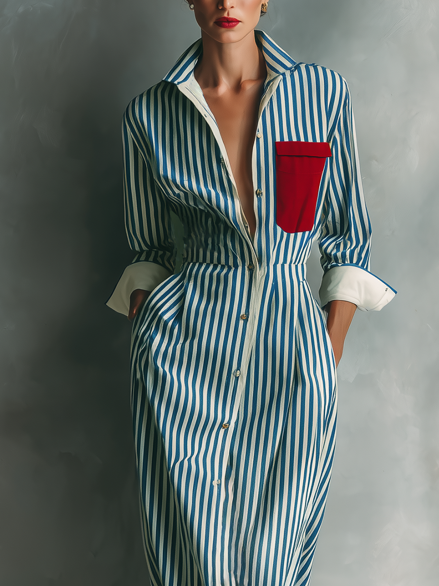 Women's White Cotton Striped Shirt Dress – ModClo