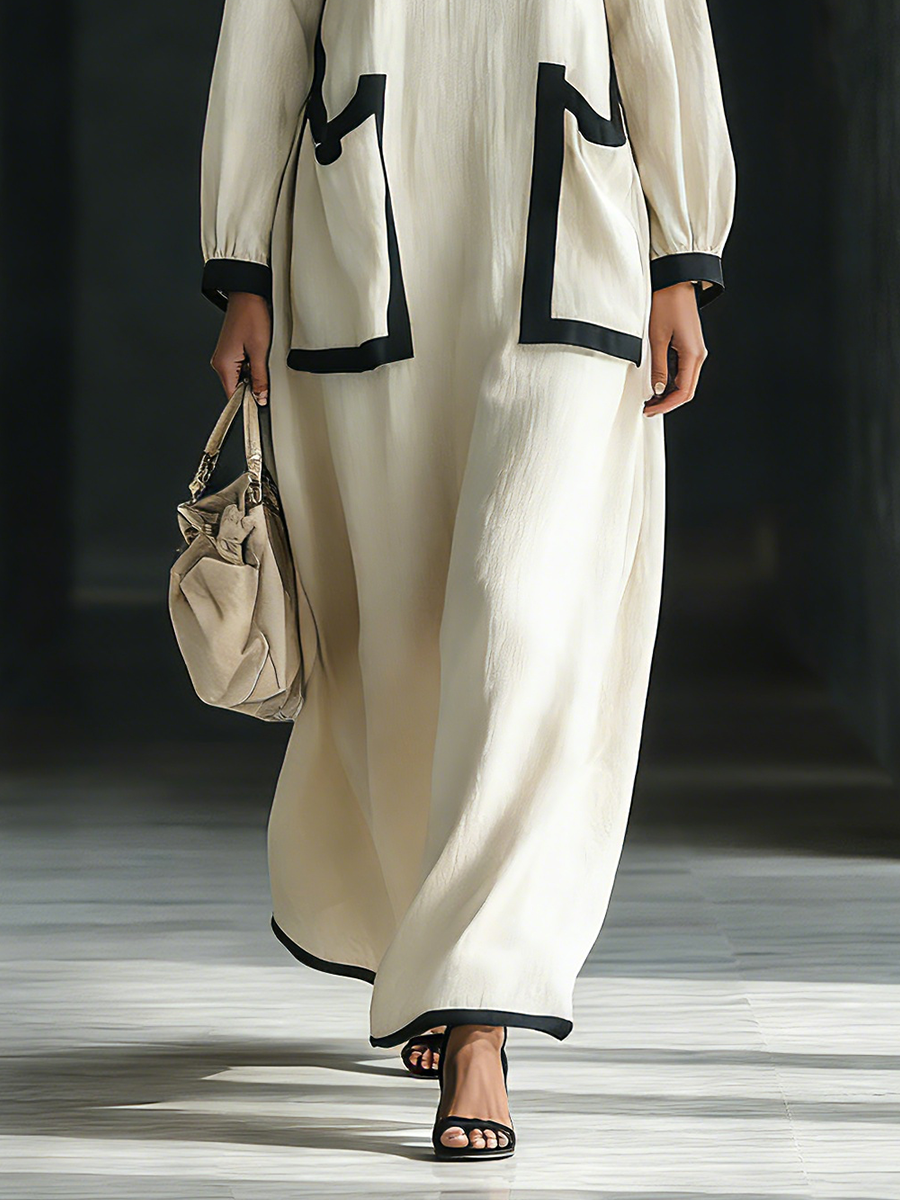 Women's Black Linen Square Neck Oversized Maxi Dress – ModClo