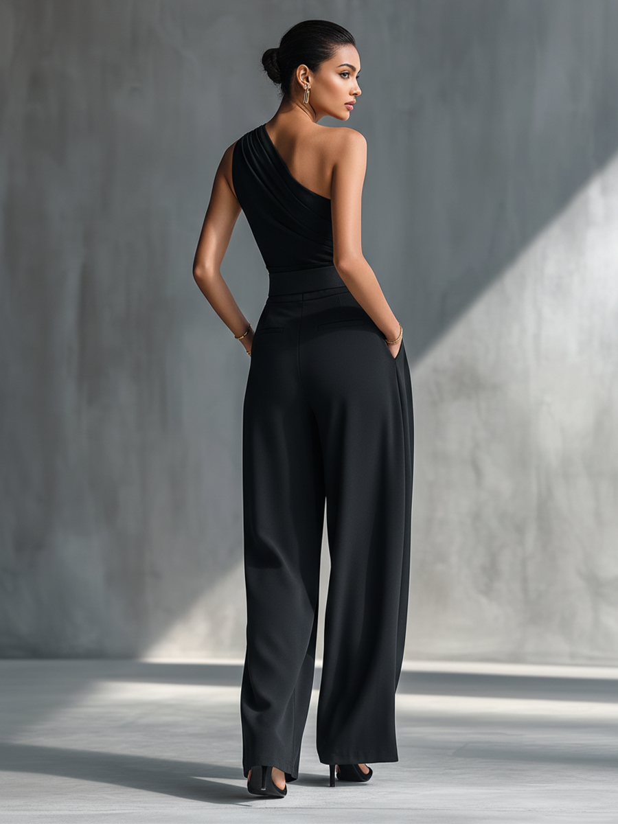 Women's Black Knit Wide-Leg Trousers – ModClo