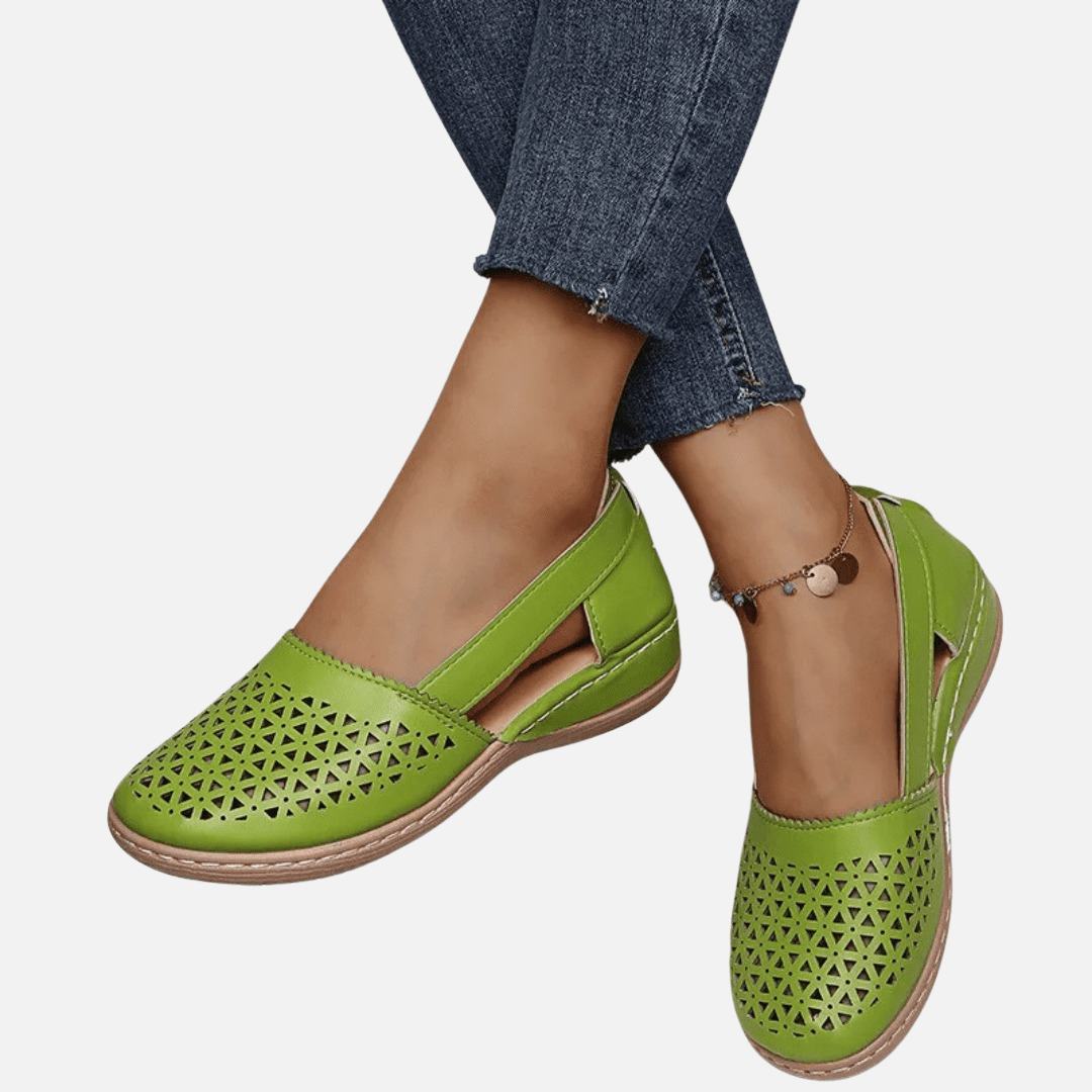 Women's Perforated Slip-On Wedge Flats Cutout