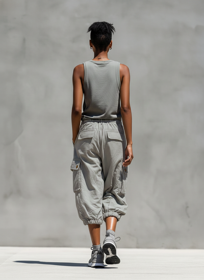 Women's Grey Sleeveless Cargo Two-Piece Set – ModClo