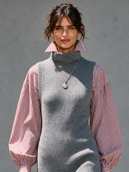 Women's Long Sleeve Striped Sweater Dress – ModClo