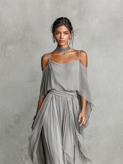Women's Grey Chiffon Set – ModClo