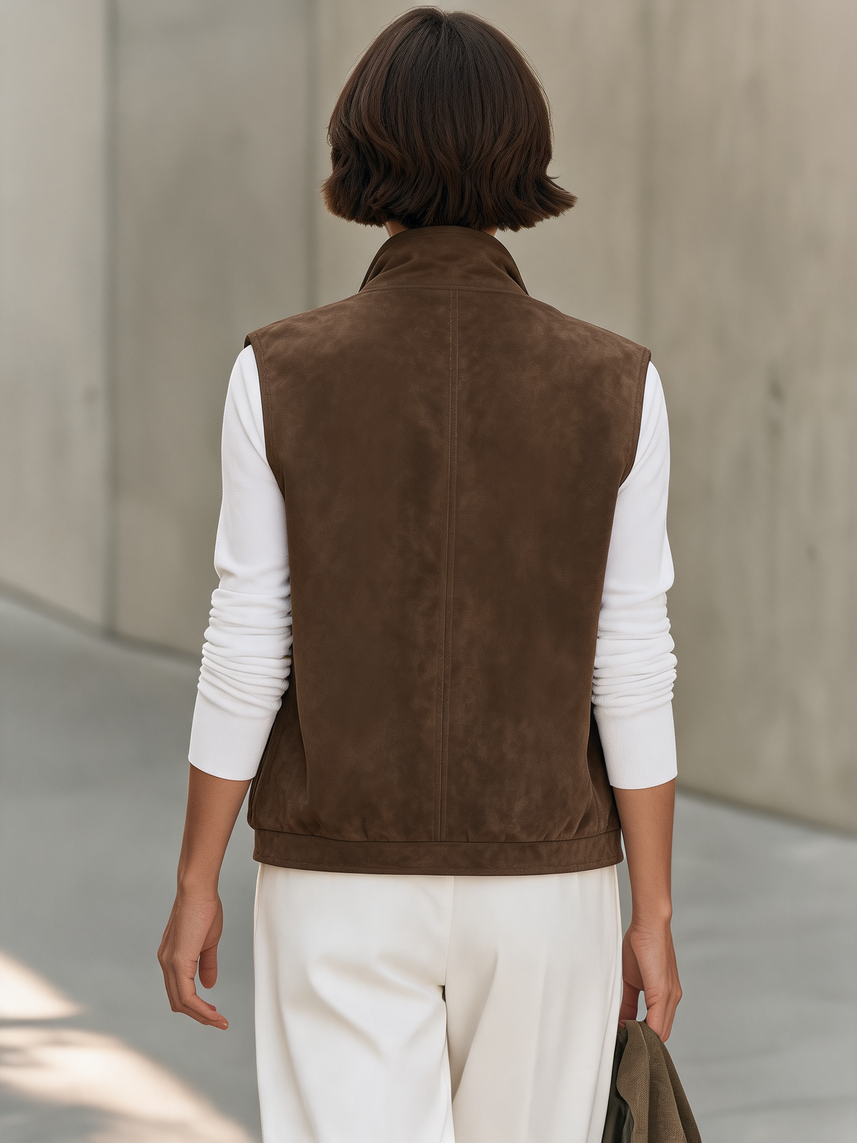 Women's Brown Utility Stand Collar Vest – ModClo