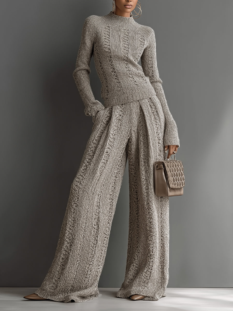 Women's Taupe Knit Trouser Set – ModClo