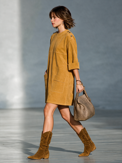 Women's Suede Vintage Mini Dress – ModClo