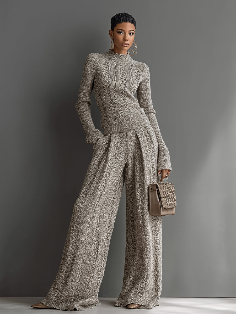 Women's Taupe Knit Trouser Set – ModClo