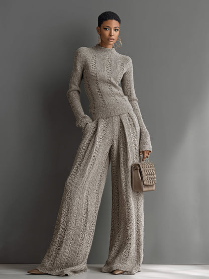 Women's Taupe Knit Trouser Set – ModClo
