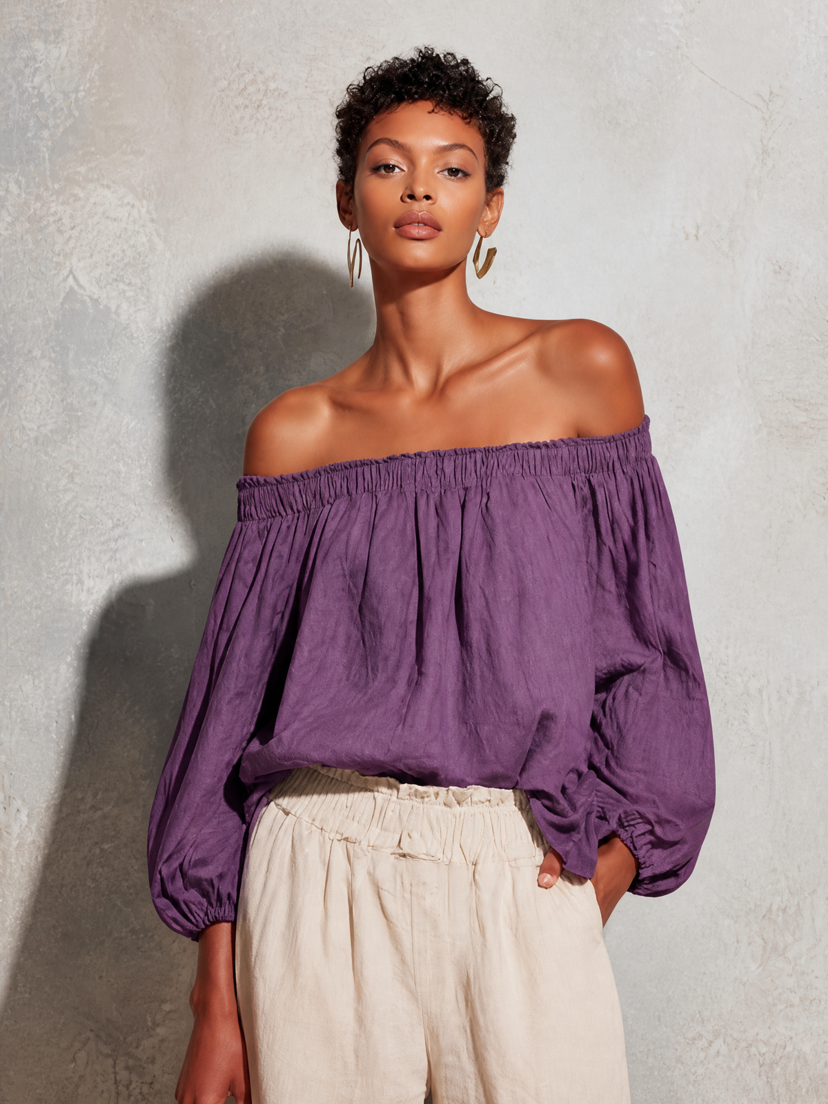Women's Purple Linen Top – ModClo