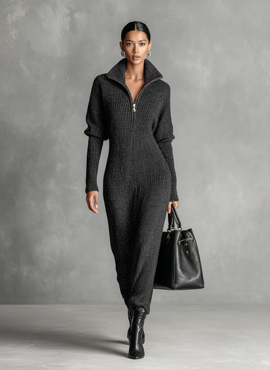 Women's Knit Zipper Maxi Dress – ModClo