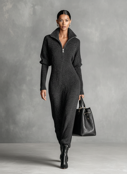 Women's Knit Zipper Maxi Dress – ModClo