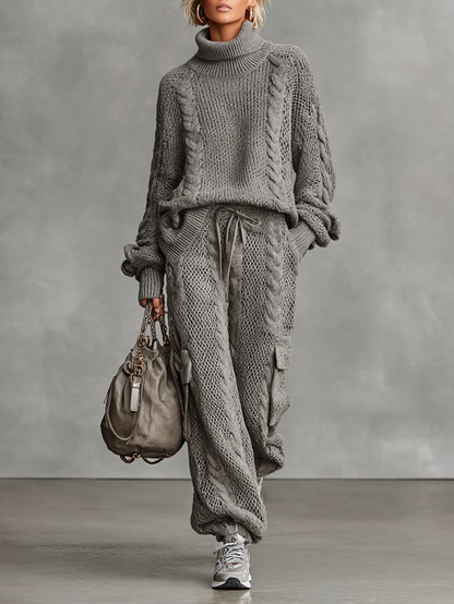 Women's Knit Turtleneck Cargo Trouser Set – ModClo