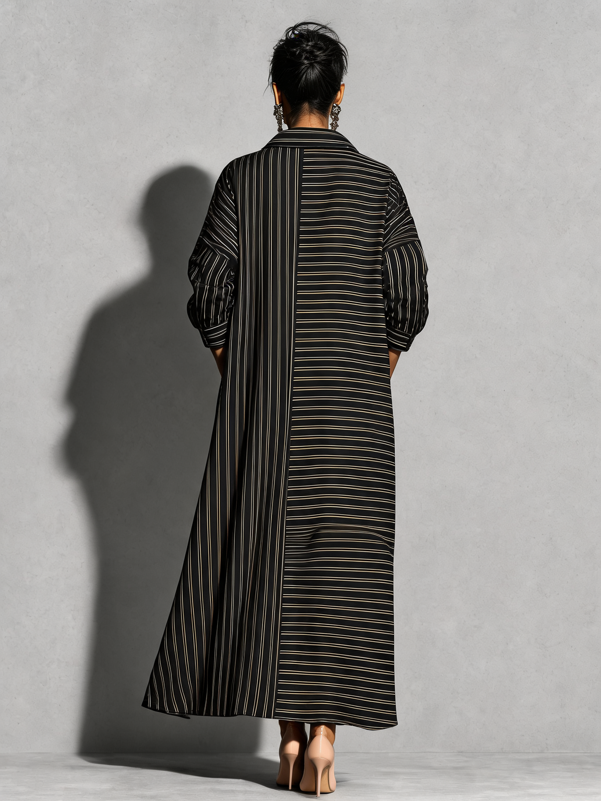 Women's Long Sleeve Striped Maxi Dress – ModClo