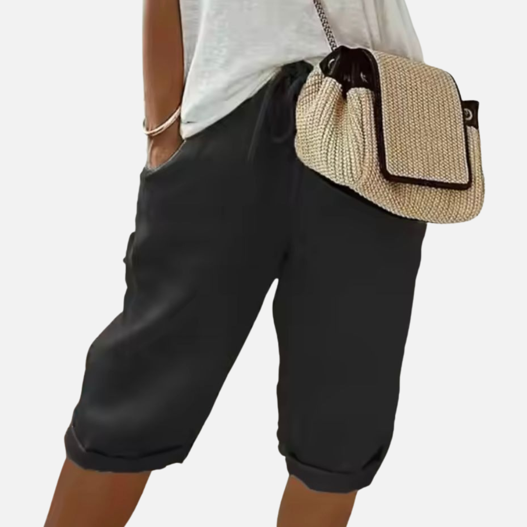 Women's Linen Bermuda Shorts Drawstring Waist
