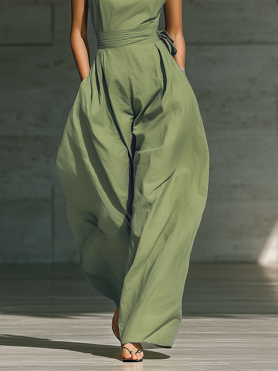 Women's Green Linen Jumpsuit – ModClo