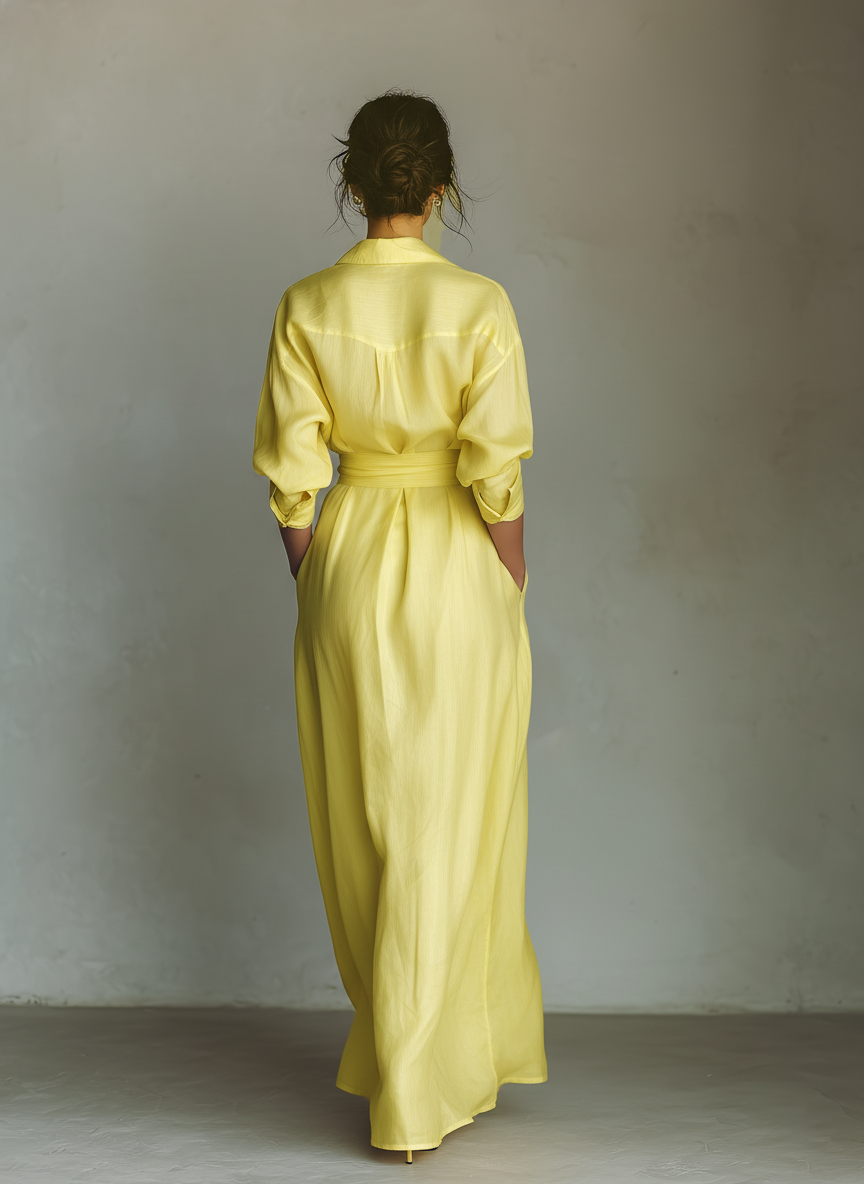 Women's Yellow Linen Shirt Dress – ModClo