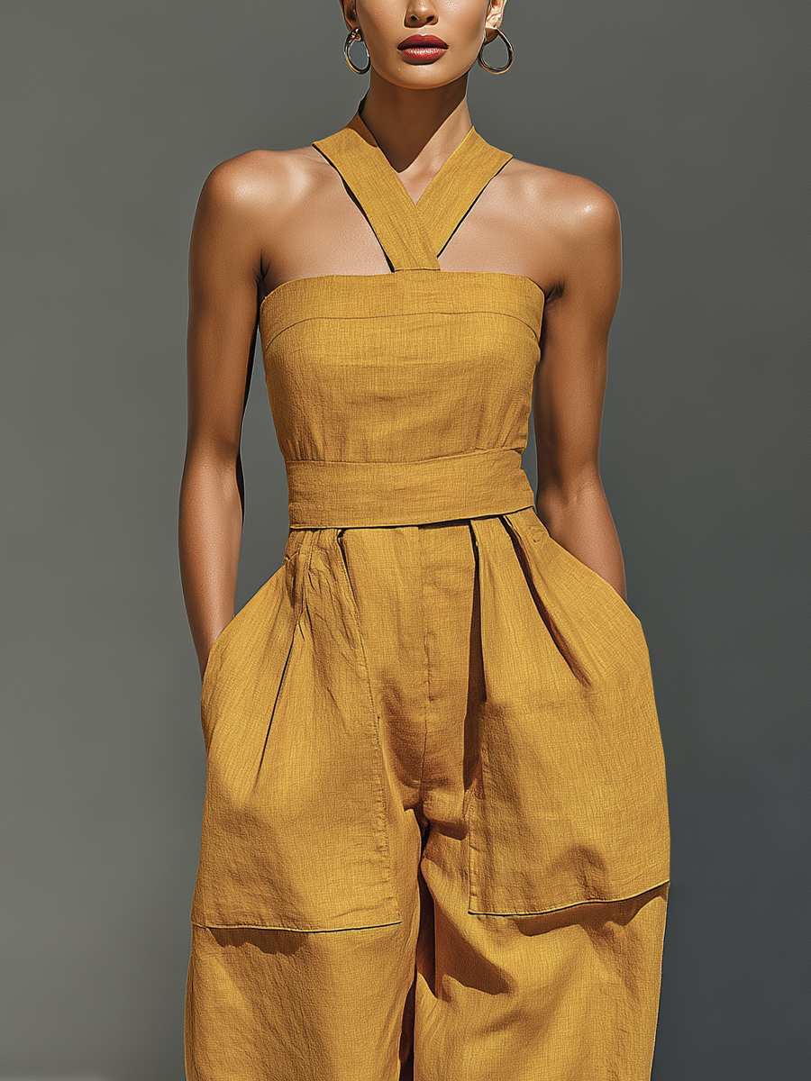 Women's Yellow Linen Jumpsuit – ModClo
