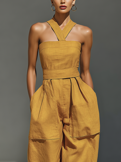 Women's Yellow Linen Jumpsuit – ModClo